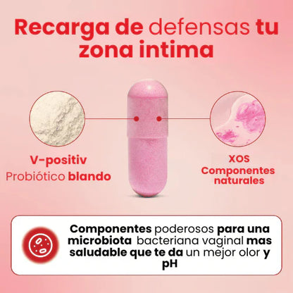 Cápsulas probióticas vaginales™️Formulado con V-Positiv Probiotic Blend™ 5 mil millones de UFC para un olor y pH vaginal saludables