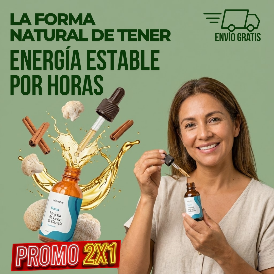FOCUS 2x1 | Extracto de melena de león & Canela |Energía que te acompaña todo el día.