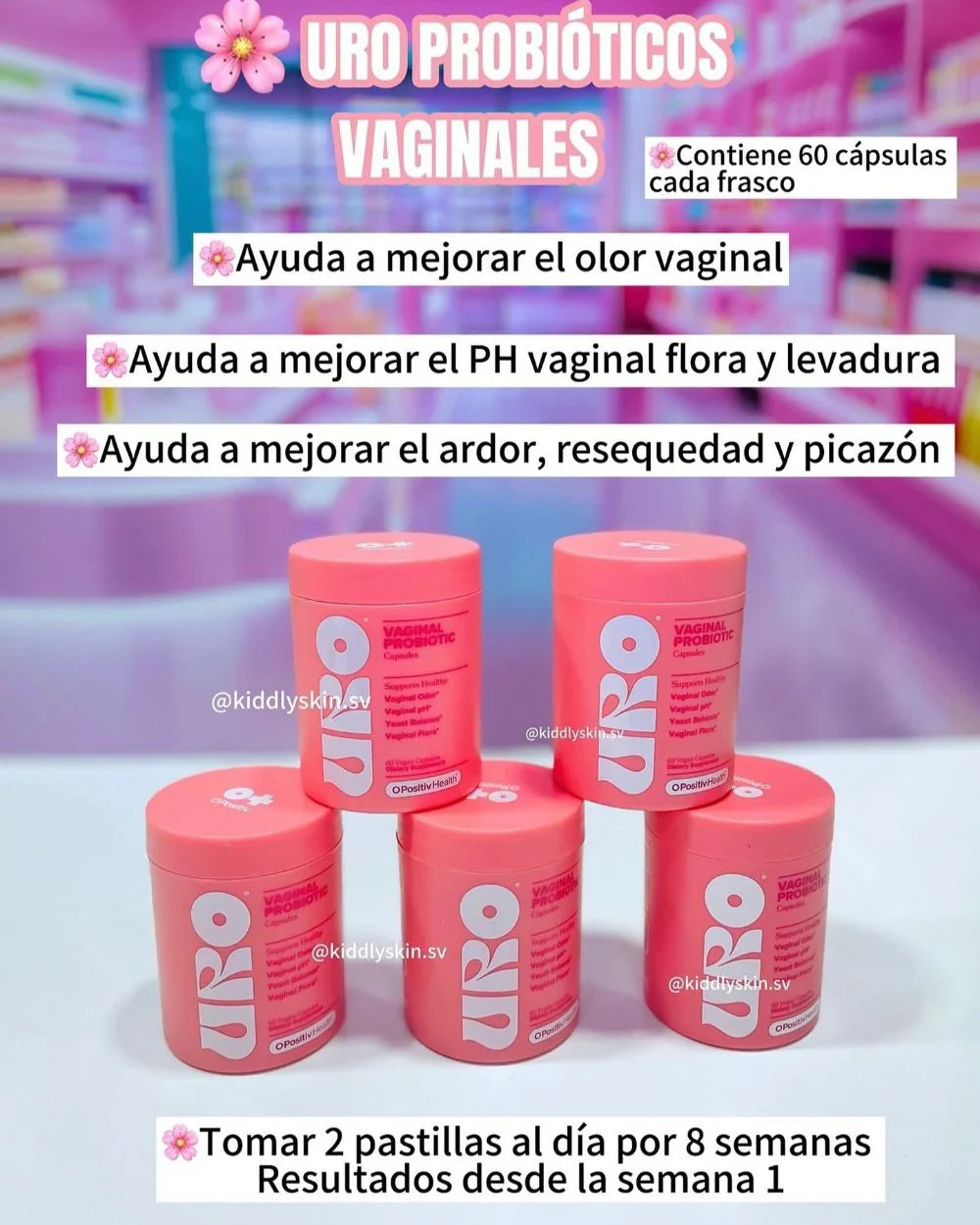 Cápsulas probióticas vaginales™️Formulado con V-Positiv Probiotic Blend™ 5 mil millones de UFC para un olor y pH vaginal saludables