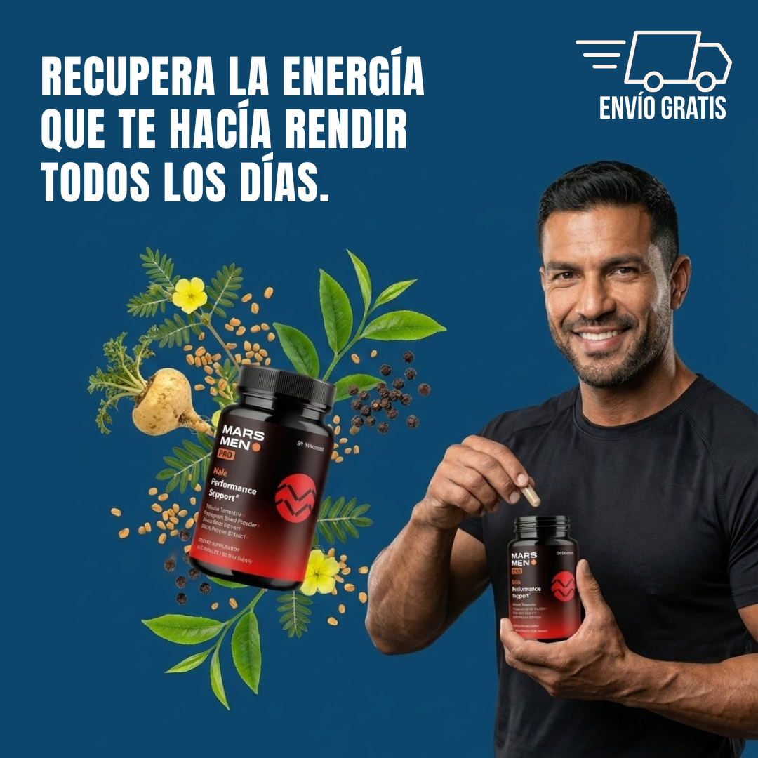 Multivitamínico para hombres | Mars Men Pro | Energía diaria estable para volver a cumplir, entrenar y terminar el día completo. | Sin estimulantes. Sin picos. Sin ansiedad.
