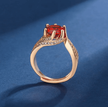 Anillo de moissanita rosa roja™️ PODER FEMENINO