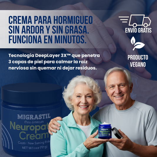 MIGRASTIL | Crema para la Neuropatía | Cero ardor. Cero grasa. Cero frustración.
