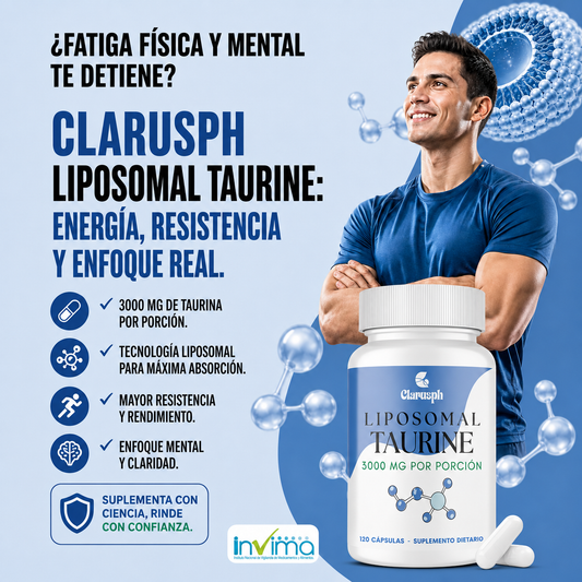 Clarusph Liposomal Taurine 3000mg | Potencia celular, energía pura y máxima absorción