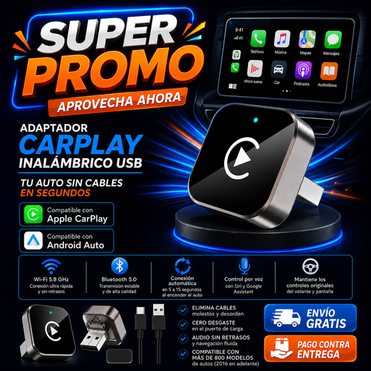 Adaptador CarPlay Inalámbrico USB | Tu Auto Sin Cables en