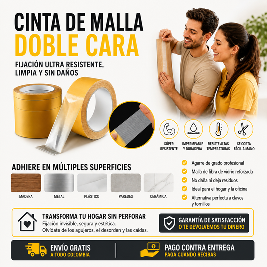 Cinta de Malla Doble Cara | Máxima Fijación Ultra Resistente