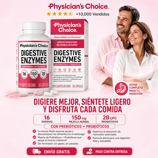 Enzimas Digestivas Physician's Choice | Dile Adiós a la Hinchazón