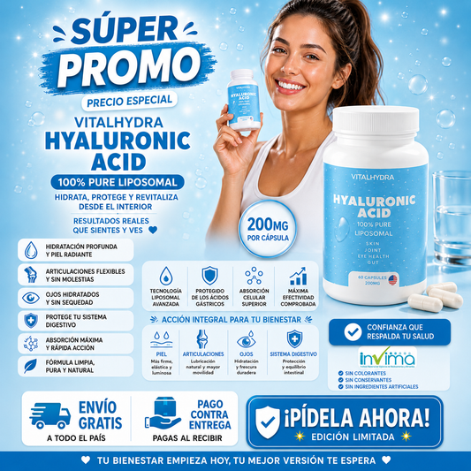 VitalHydra Ácido Hialurónico Liposomal | Hidratación profunda y articulaciones fuertes