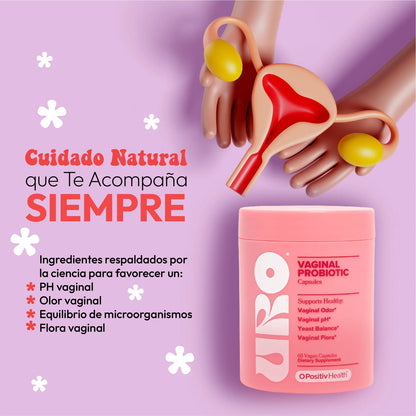 Cápsulas probióticas vaginales™️Formulado con V-Positiv Probiotic Blend™ 5 mil millones de UFC para un olor y pH vaginal saludables
