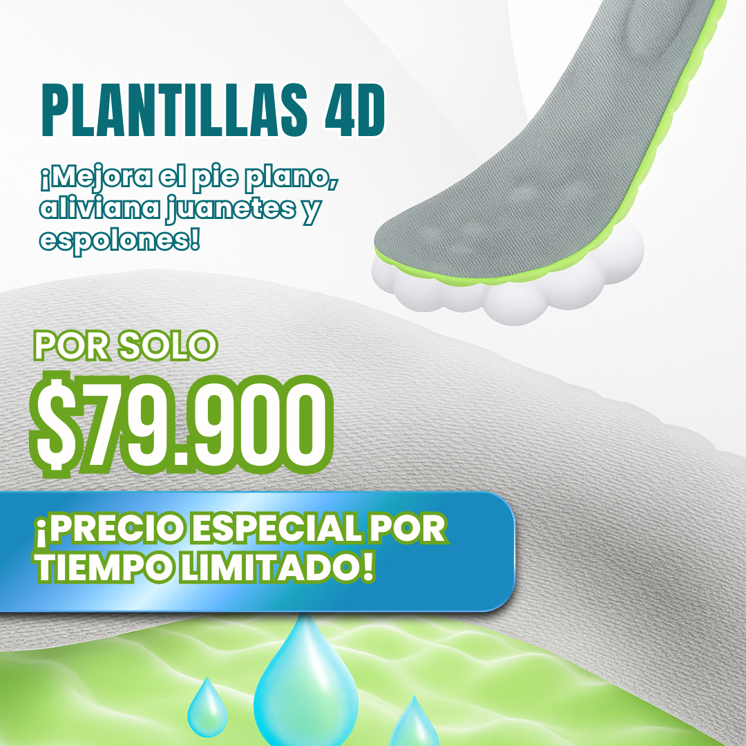 Plantillas 4D ¡Mejora pies planos, aliviana juanetes y espolones!
