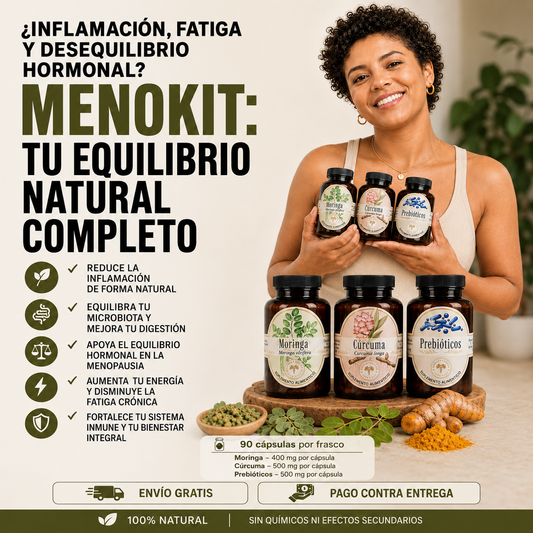 Menokit: Moringa, Prebióticos y Cúrcuma | El Kit Natural Esencial para tu Bienestar Diario