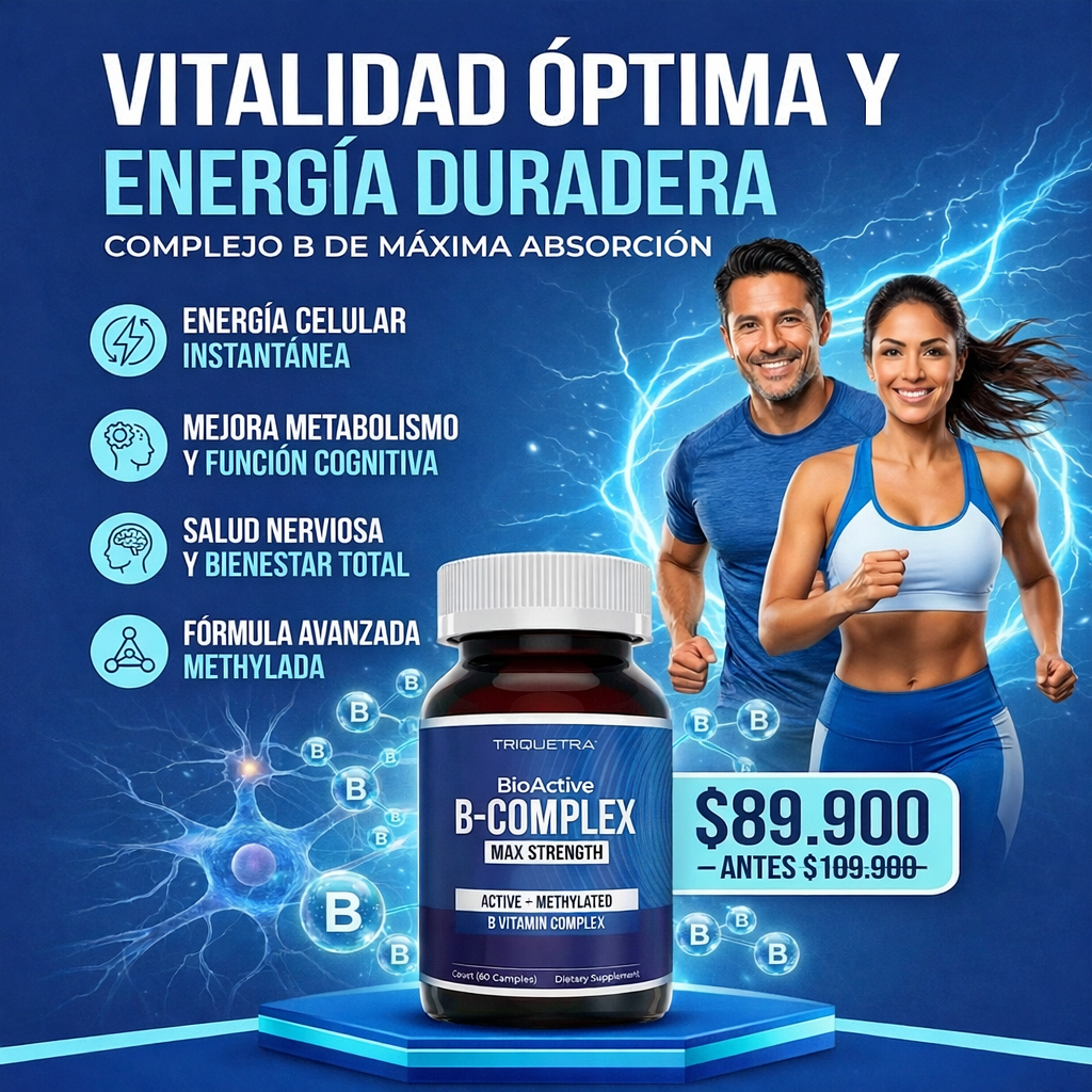 Complejo de Vitamina B BioActive | Listo para el Torrente Sanguíneo | 12 Vitaminas B en Dosis Clínicas
