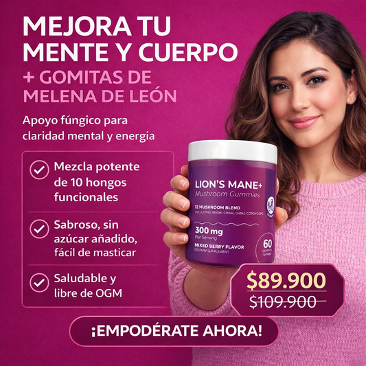 Gomas de Melena de León para adultos | Concentración y energía.