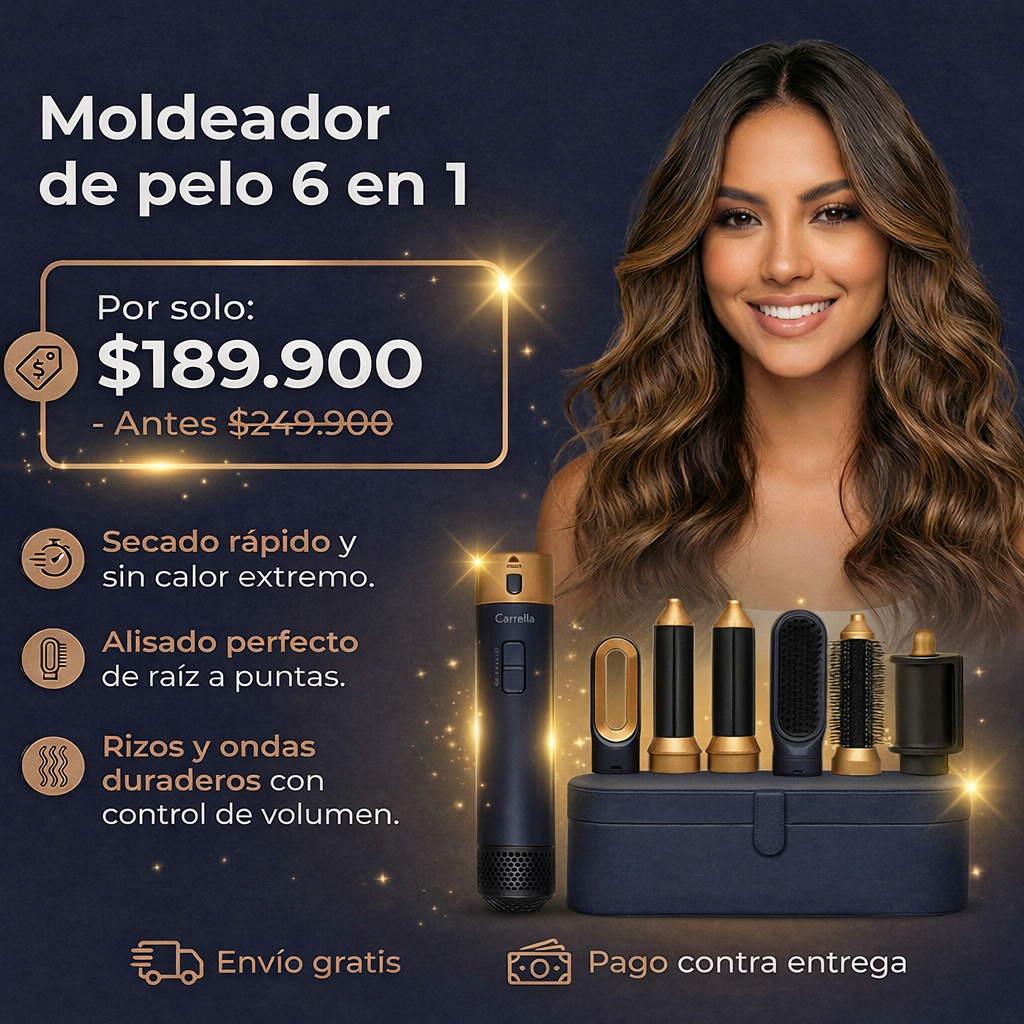 KIT 6 en 1 para cuidado de tu cabello | Alisador - Secador - Rizador - Voluminizador - Bucleador - Modelador