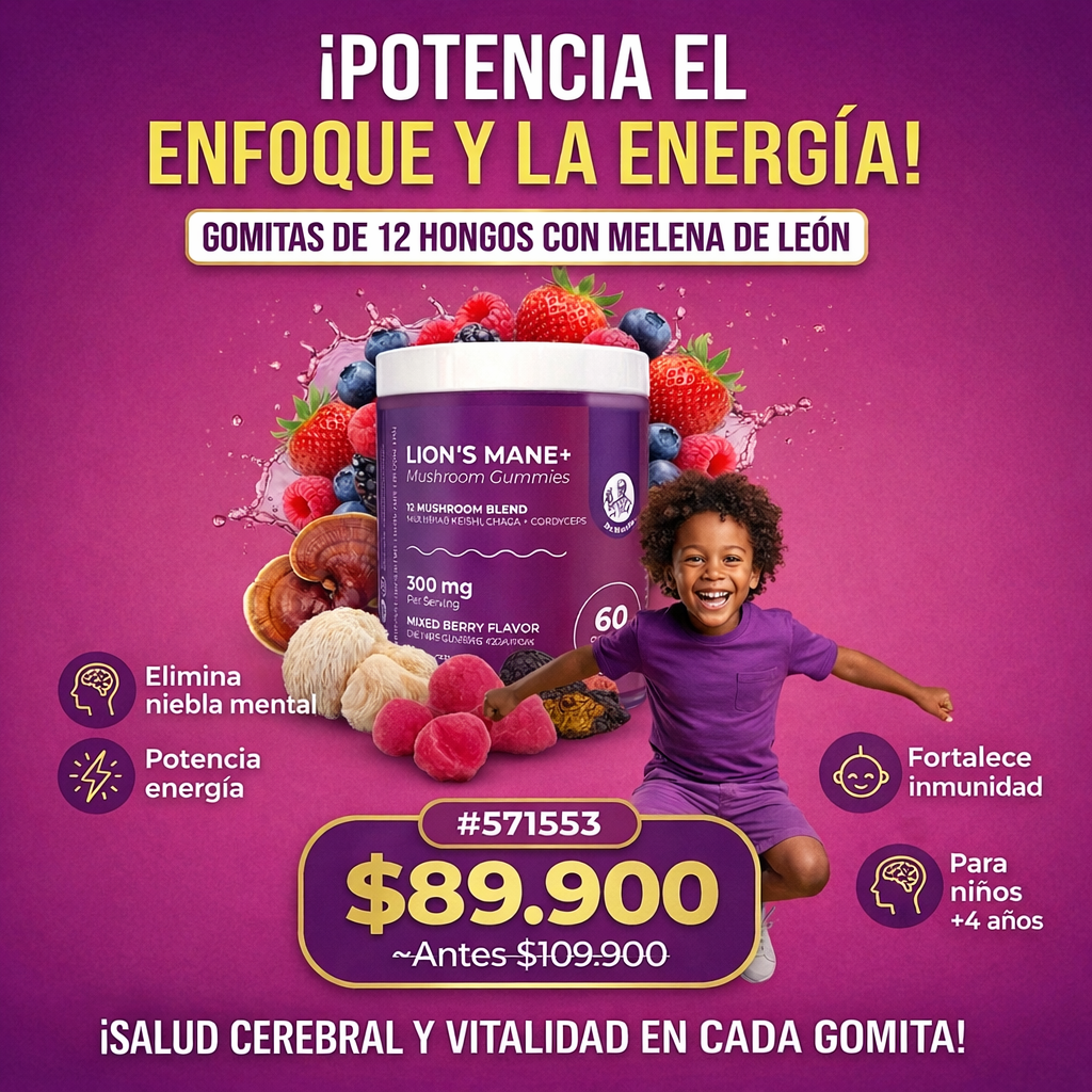 Gomas de Melena de León para niños +4 años  Concentración y energía.
