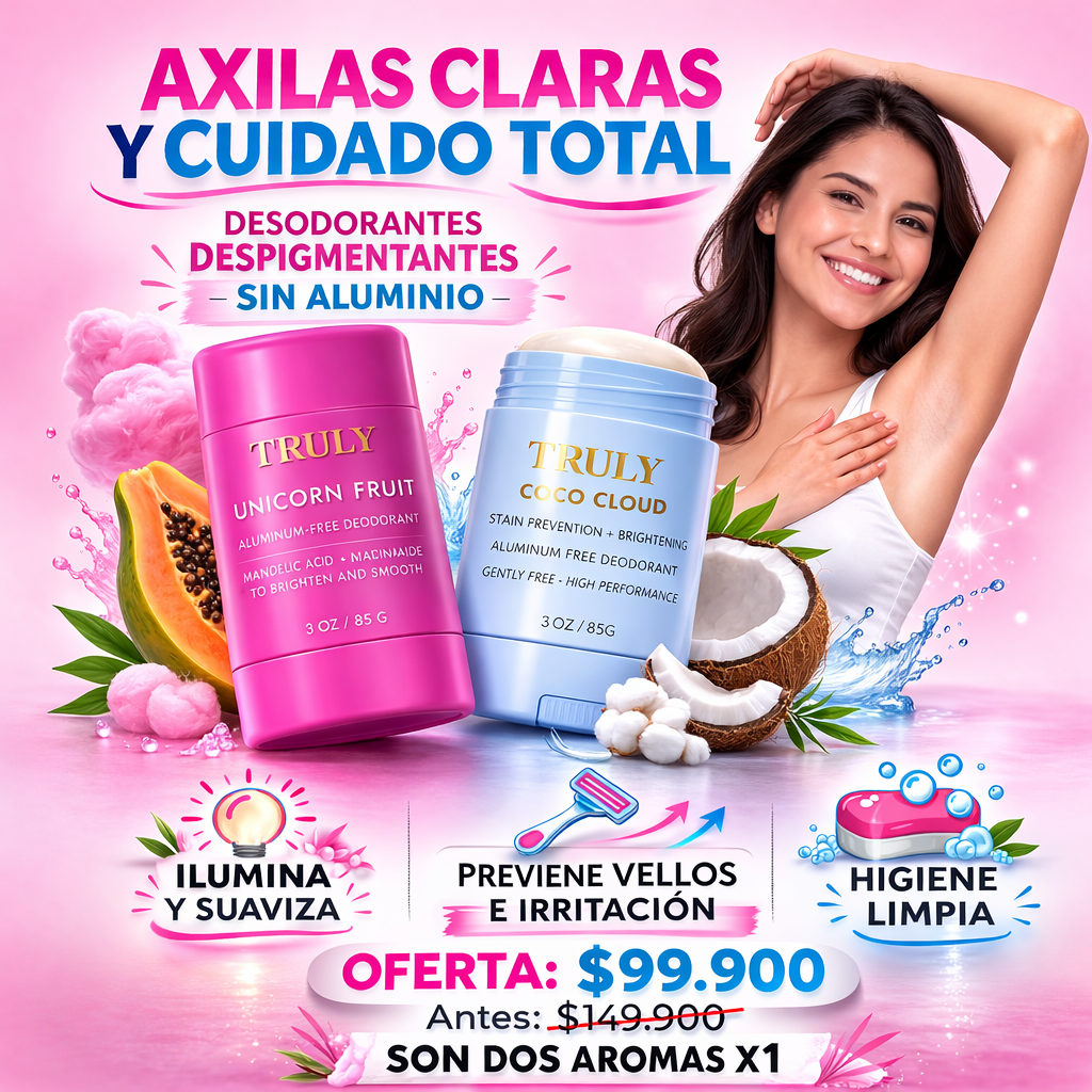 Despigmentante Truly en barra | Lleva 2 aromas X1 | Cuida tus axilas suavemente