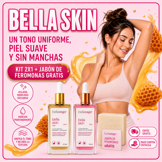Kit 2x1 Bella Skin (Original y Miel) + Jabón de Feromonas Gratis | Piel Clara, Uniforme y Sin Manchas