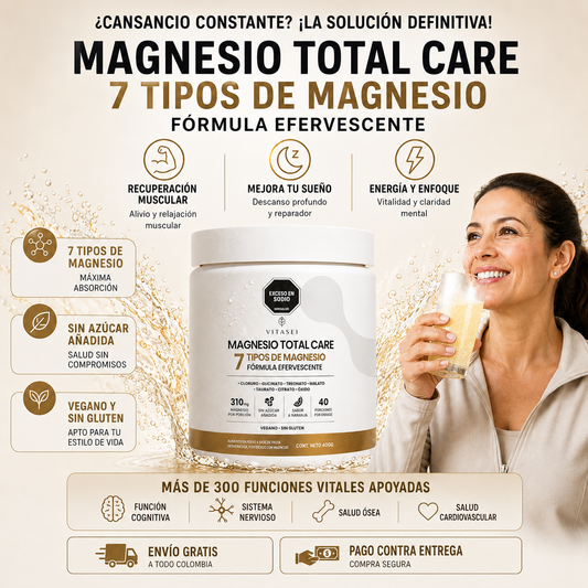 Magnesio Total Care Vitasei | 7 Tipos de Magnesio en una Bebida Refrescante