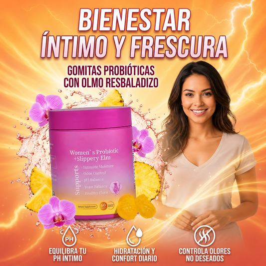 Gomitas de probióticos femeninos + planta Olmo resbaladizo | Tu equilibrio íntimo diario en dos deliciosos bocados