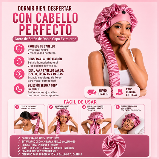 Gorro de satén | Protección Nocturna Anti-Frizz