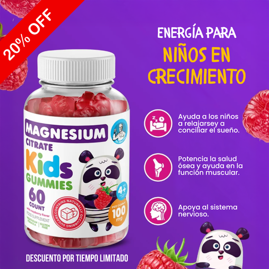 Magnesio para niños | ¡EN GOMITAS, LAS AMAN! | La solución para niños enfocados, felices y tranquilos.✨