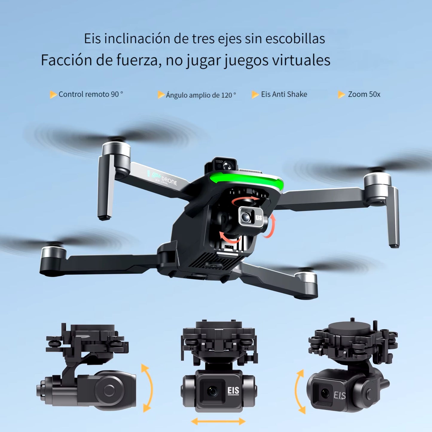 Dron Profesional Fotografía Aérea 5g 8k 2 Cámaras 2 Batería Color Gris