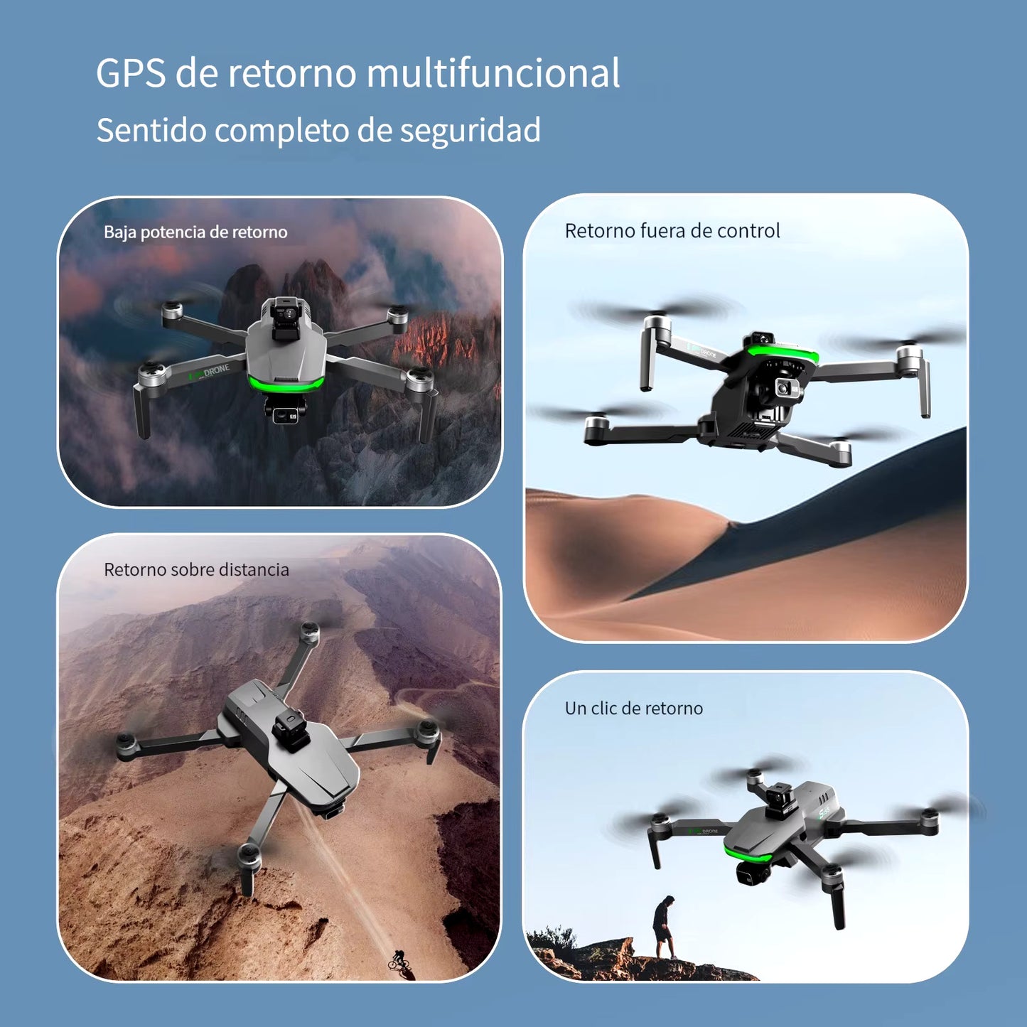 Dron Profesional Fotografía Aérea 5g 8k 2 Cámaras 2 Batería Color Gris