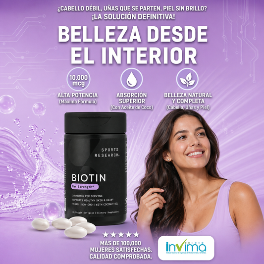 Biotina Max Strength | Cabello y Piel Radiante.
